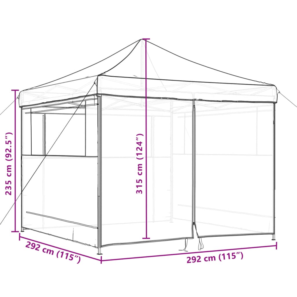 Foldable Party Tent Pop-Up with 4 Sidewalls Beige