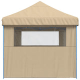 Foldable Party Tent Pop-Up with 3 Sidewalls Beige