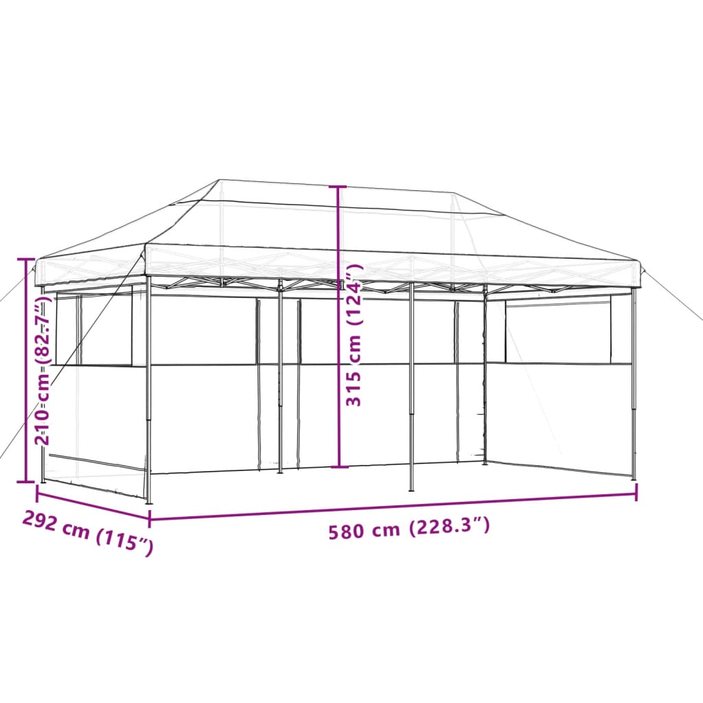 Foldable Party Tent Pop-Up with 3 Sidewalls Orange