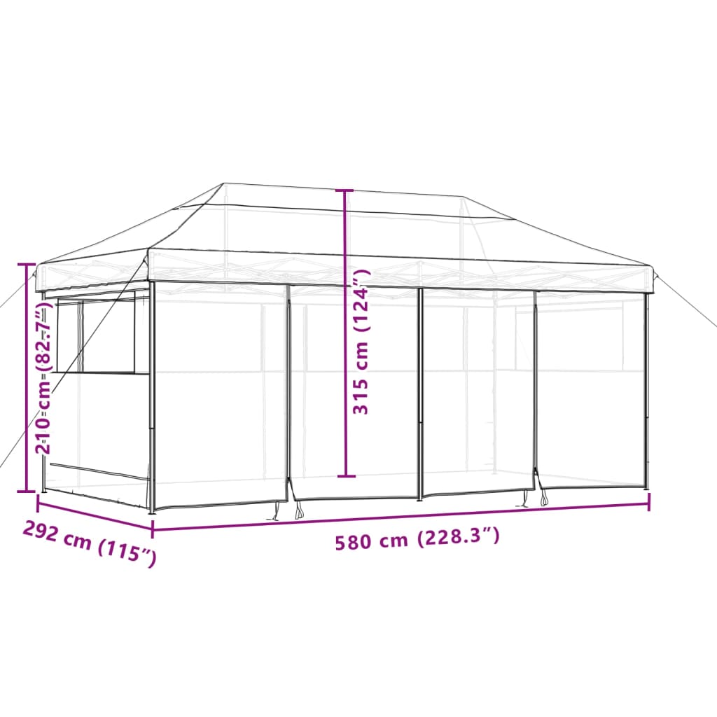 Foldable Party Tent Pop-Up with 4 Sidewalls Terracotta