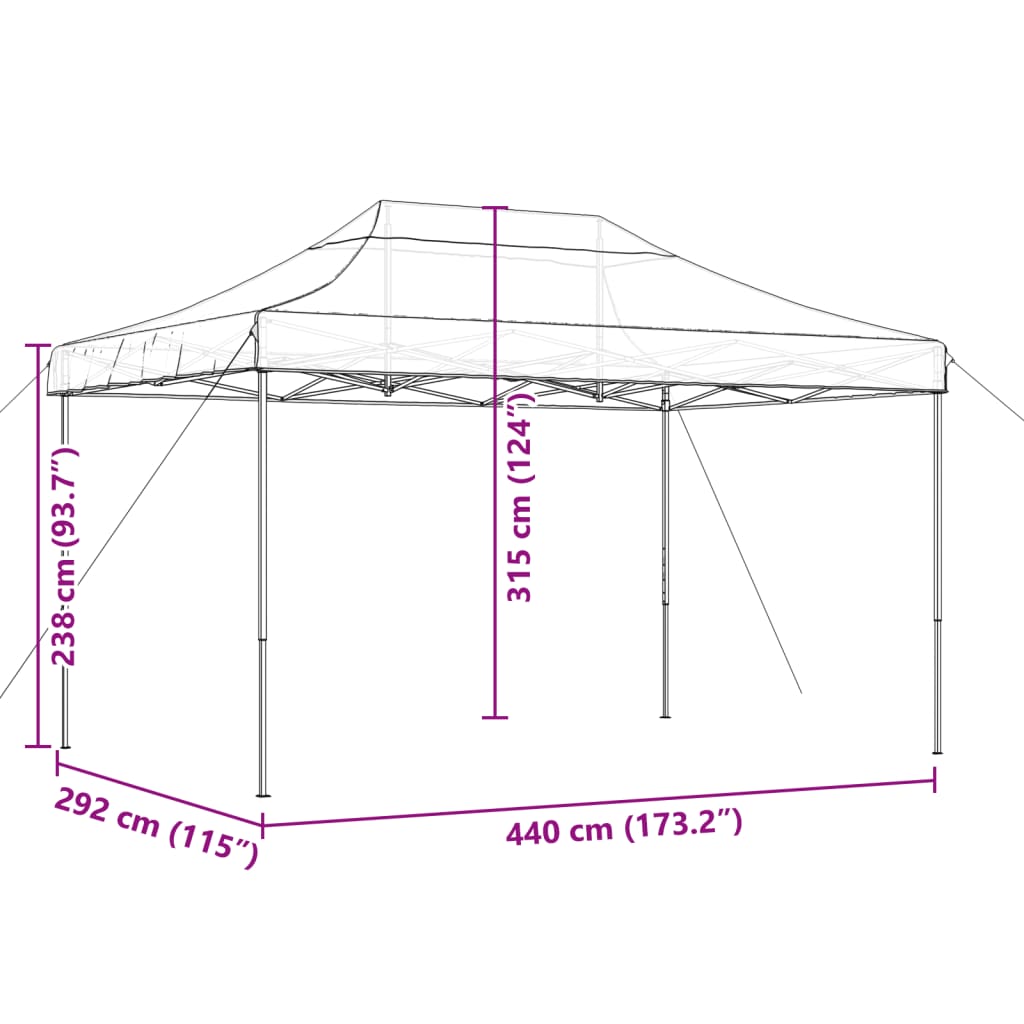 Foldable Party Tent Pop-Up Taupe 440x292x315 cm