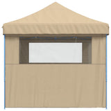 Foldable Party Tent Pop-Up with 3 Sidewalls Beige