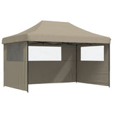 Foldable Party Tent Pop-Up with 3 Sidewalls Taupe