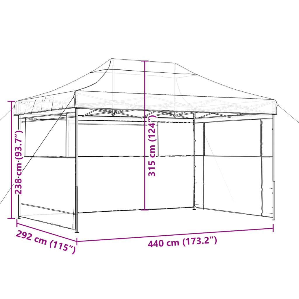 Foldable Party Tent Pop-Up with 3 Sidewalls Burgundy