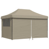 Foldable Party Tent Pop-Up with 4 Sidewalls Taupe