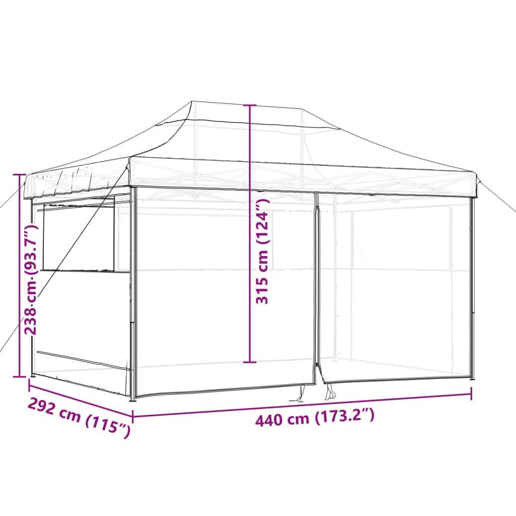 Foldable Party Tent Pop-Up with 4 Sidewalls Burgundy