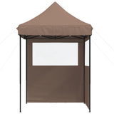 Foldable Party Tent Pop-Up with 2 Sidewalls Brown