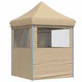 Foldable Party Tent Pop-Up with 4 Sidewalls Beige