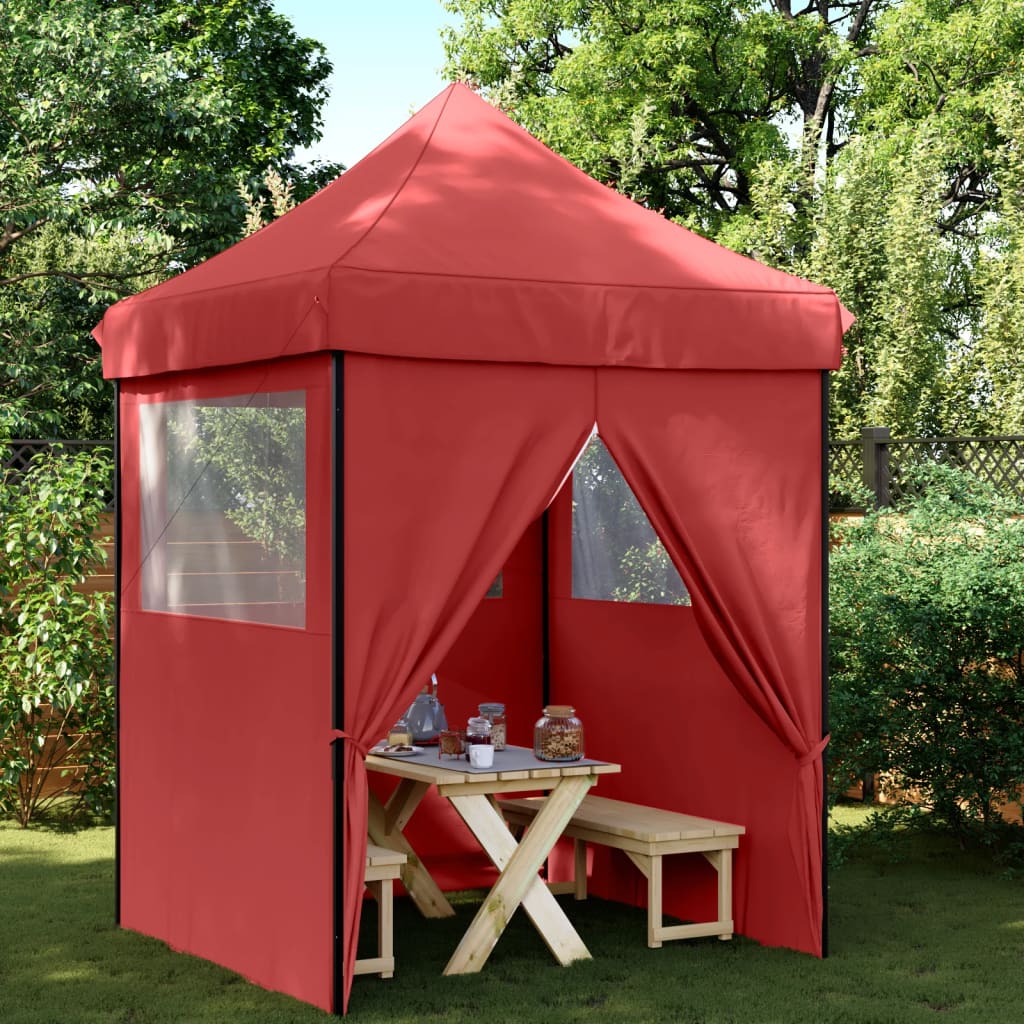 Foldable Party Tent Pop-Up with 4 Sidewalls Burgundy