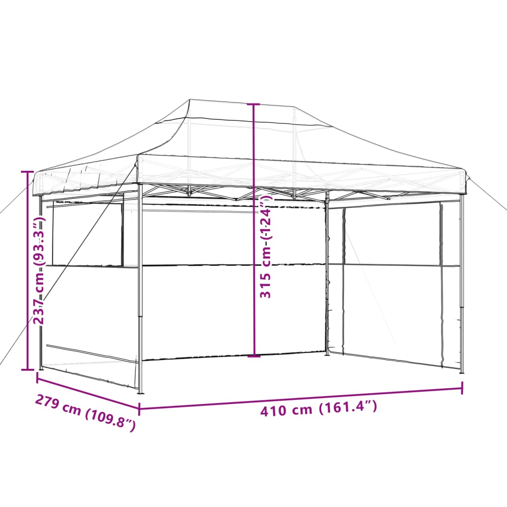 Foldable Party Tent Pop-Up with 3 Sidewalls Orange
