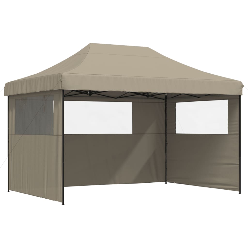 Foldable Party Tent Pop-Up with 3 Sidewalls Taupe