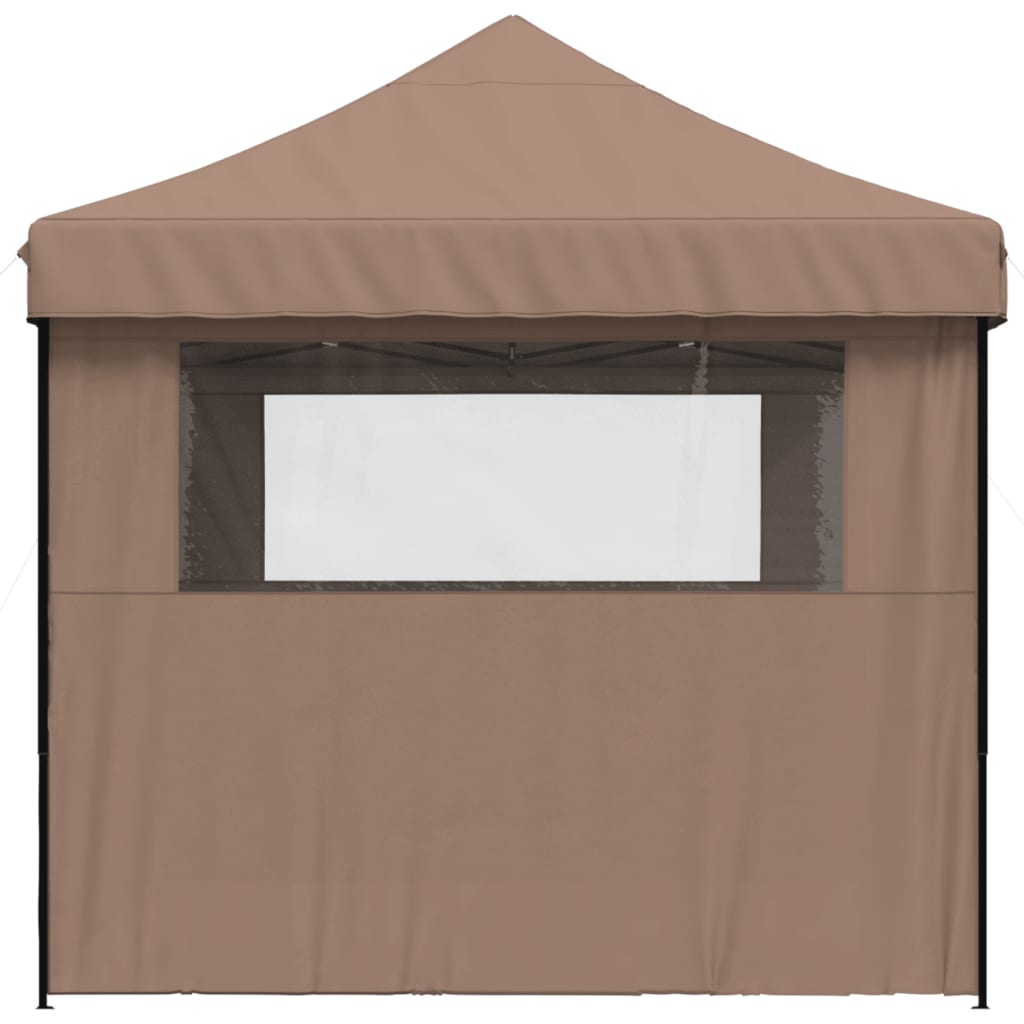 Foldable Party Tent Pop-Up with 3 Sidewalls Brown