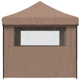 Foldable Party Tent Pop-Up with 3 Sidewalls Brown