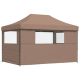 Foldable Party Tent Pop-Up with 3 Sidewalls Brown