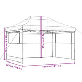 Foldable Party Tent Pop-Up with 3 Sidewalls Brown