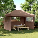 Foldable Party Tent Pop-Up with 3 Sidewalls Brown