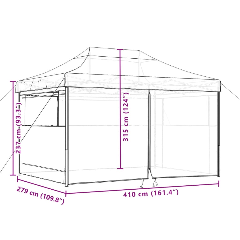 Foldable Party Tent Pop-Up with 4 Sidewalls Terracotta