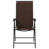 Folding Garden Chairs 2 pcs Brown Poly Rattan