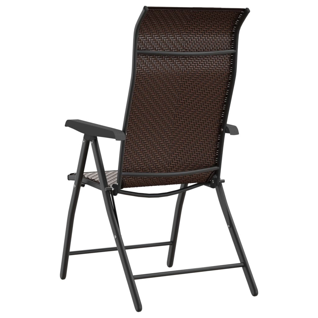 Folding Garden Chairs 2 pcs Brown Poly Rattan