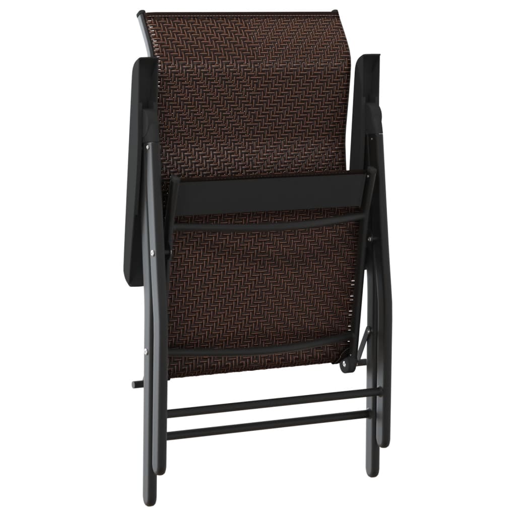 Folding Garden Chairs 2 pcs Brown Poly Rattan