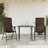 Folding Garden Chairs 2 pcs Brown Poly Rattan