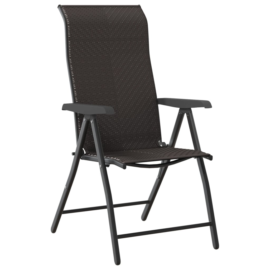 Folding Garden Chairs 2 pcs Black Coffee Poly Rattan