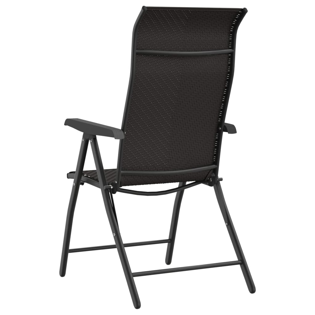 Folding Garden Chairs 2 pcs Black Coffee Poly Rattan