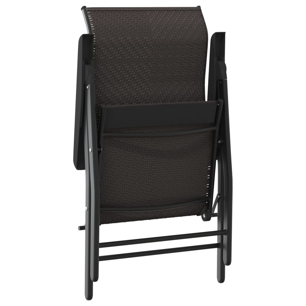 Folding Garden Chairs 2 pcs Black Coffee Poly Rattan