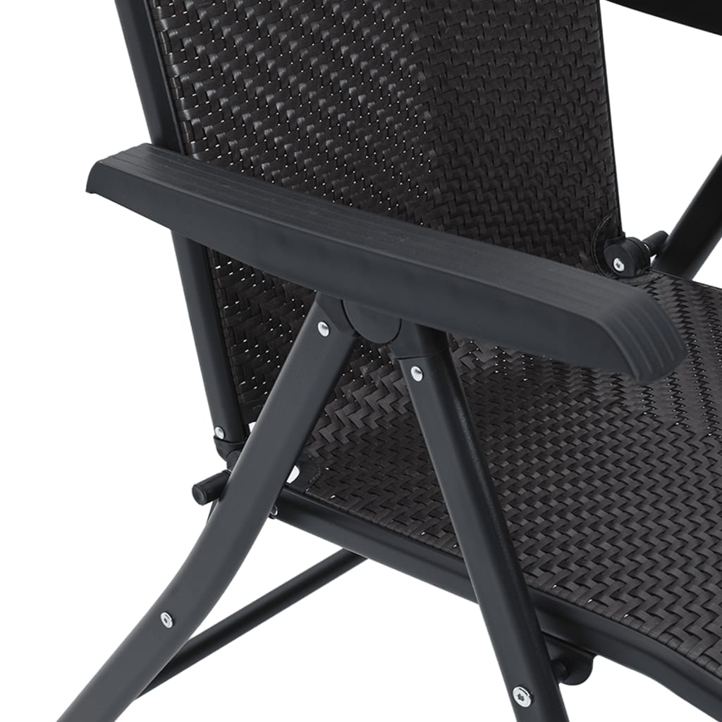 Folding Garden Chairs 2 pcs Black Coffee Poly Rattan