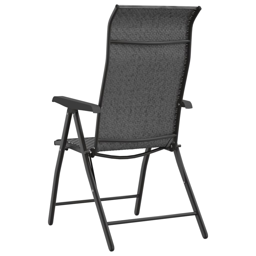 Folding Garden Chairs 2 pcs Grey Poly Rattan