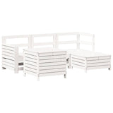 5 Piece Garden Sofa Set White Solid Wood Pine