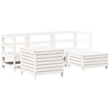 5 Piece Garden Sofa Set White Solid Wood Pine