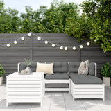5 Piece Garden Sofa Set White Solid Wood Pine