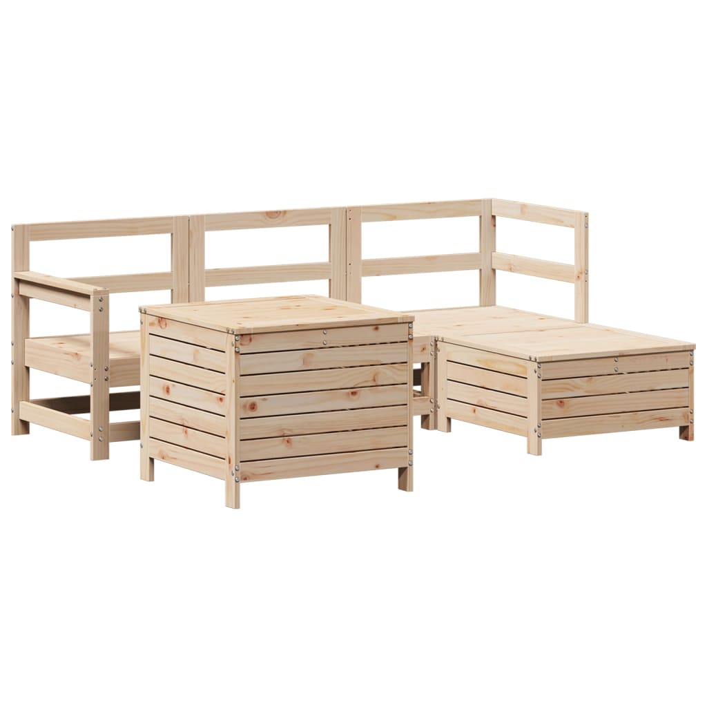 5 Piece Garden Sofa Set Solid Wood Pine