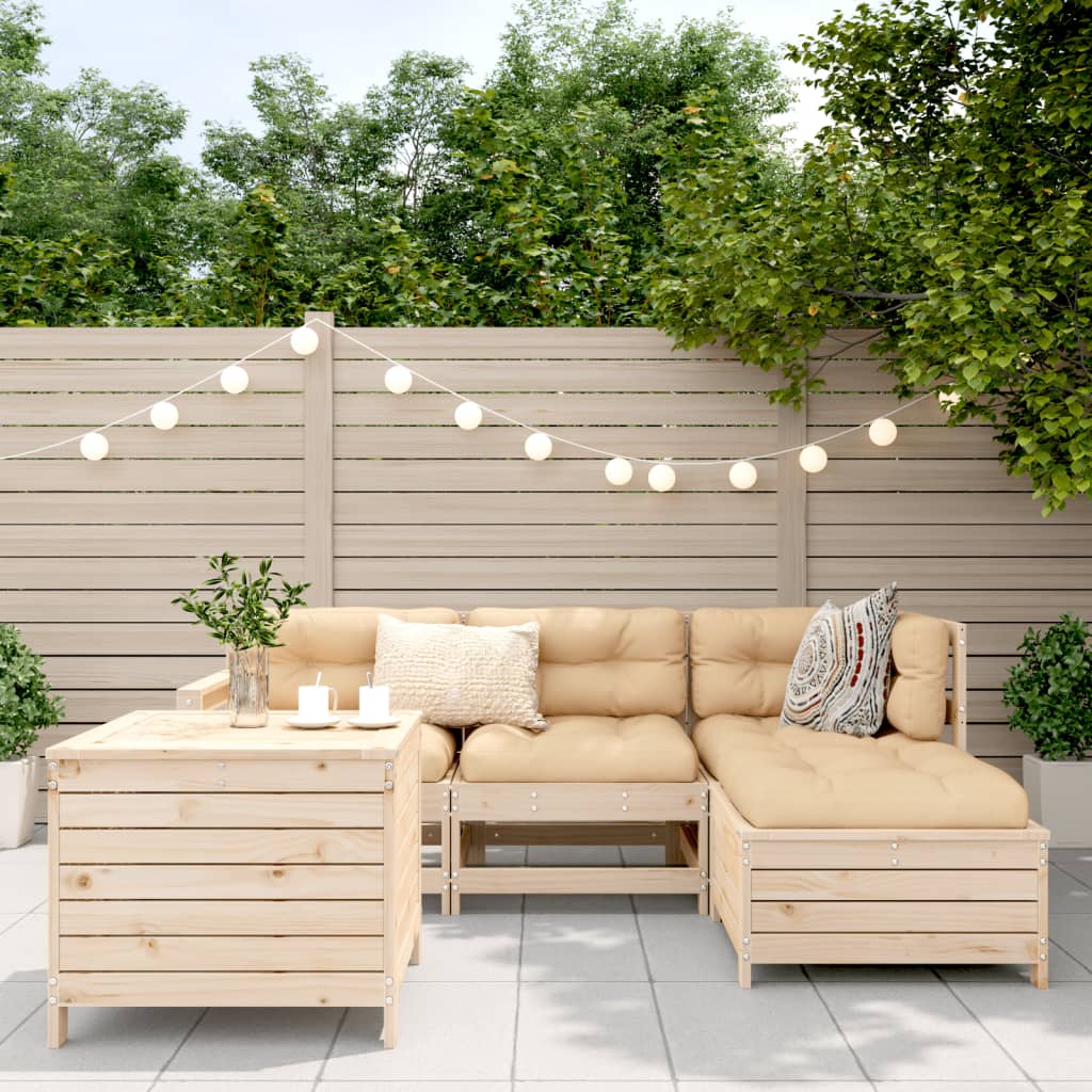 5 Piece Garden Sofa Set Solid Wood Pine