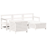 5 Piece Garden Sofa Set White Solid Wood Pine