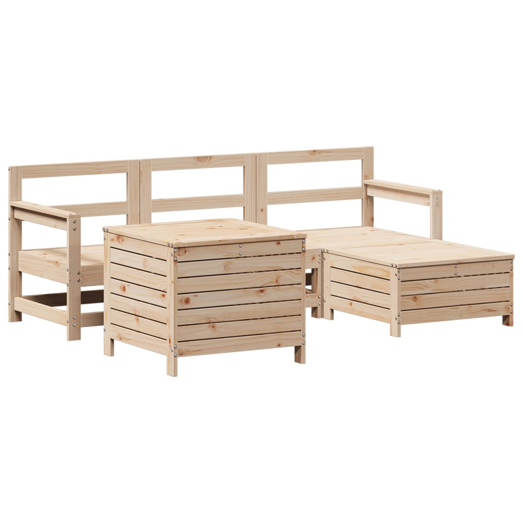 5 Piece Garden Sofa Set Solid Wood Pine