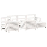 7 Piece Garden Sofa Set White Solid Wood Pine