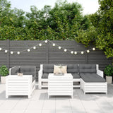 7 Piece Garden Sofa Set White Solid Wood Pine