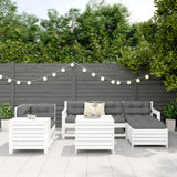 7 Piece Garden Sofa Set White Solid Wood Pine