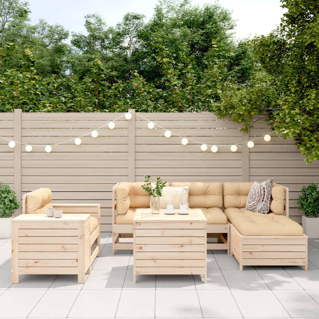 7 Piece Garden Sofa Set Solid Wood Pine