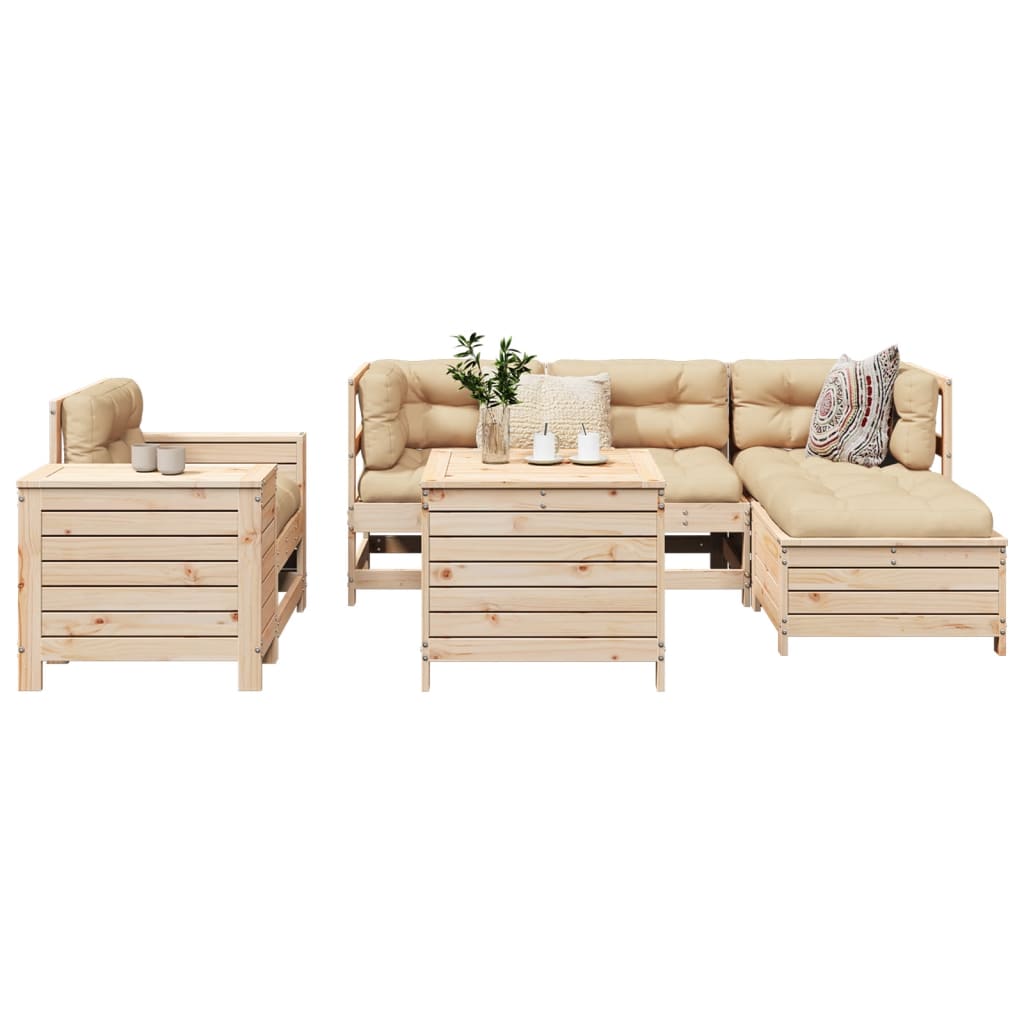 7 Piece Garden Sofa Set Solid Wood Pine