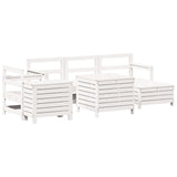 7 Piece Garden Sofa Set White Solid Wood Pine