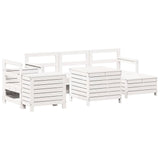 7 Piece Garden Sofa Set White Solid Wood Pine