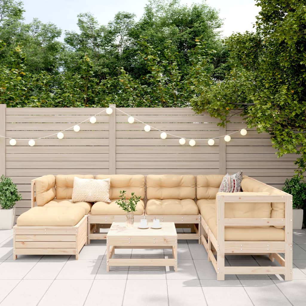 8 Piece Garden Sofa Set Solid Wood Pine