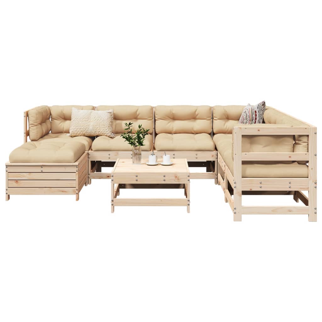 8 Piece Garden Sofa Set Solid Wood Pine