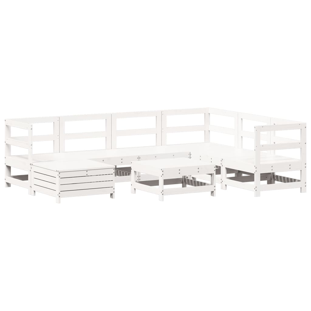 8 Piece Garden Sofa Set White Solid Wood Pine