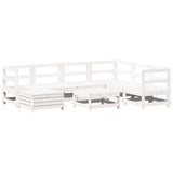 8 Piece Garden Sofa Set White Solid Wood Pine