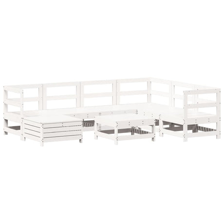 8 Piece Garden Sofa Set White Solid Wood Pine