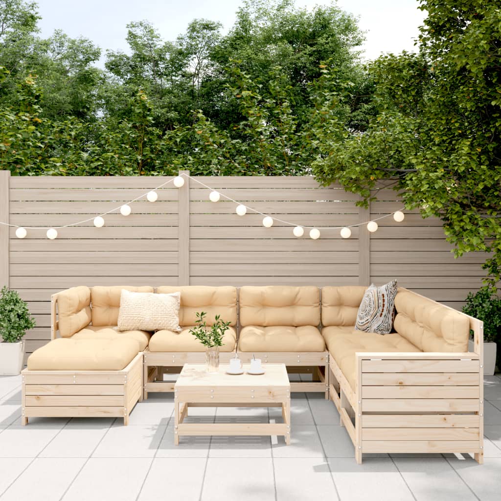 8 Piece Garden Sofa Set Solid Wood Pine